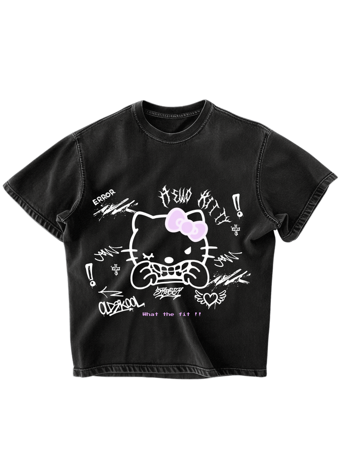 HELLO KITTY PUNK - BLACK OVERSIZE TEE