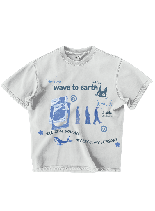 WAVE TO EARTH - WHITE OVERSIZE TEE