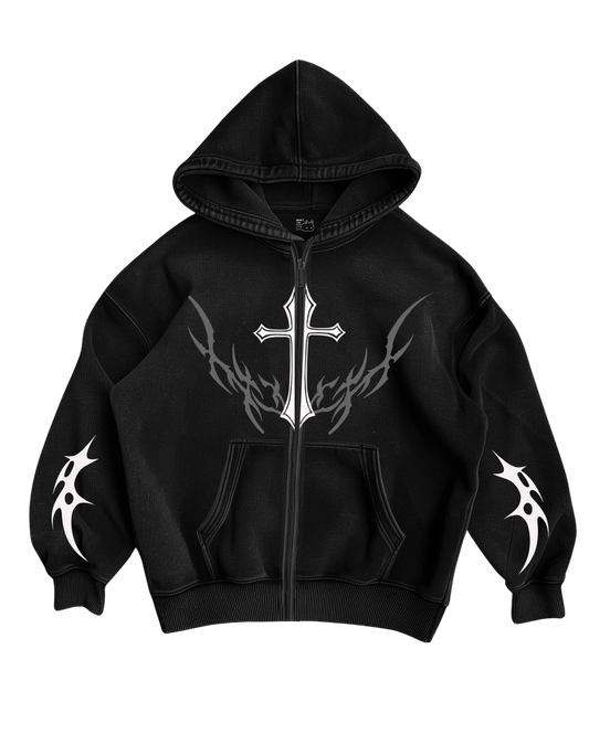 CURSED GOTHIC - BLACK ZIP UP HOODIE