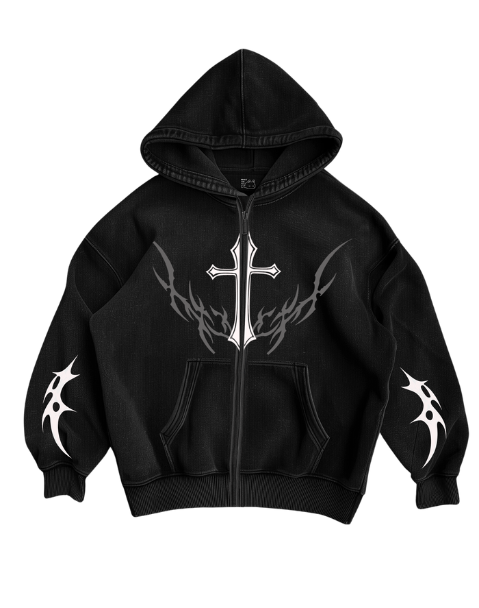 CURSED GOTHIC - BLACK ZIP UP HOODIE
