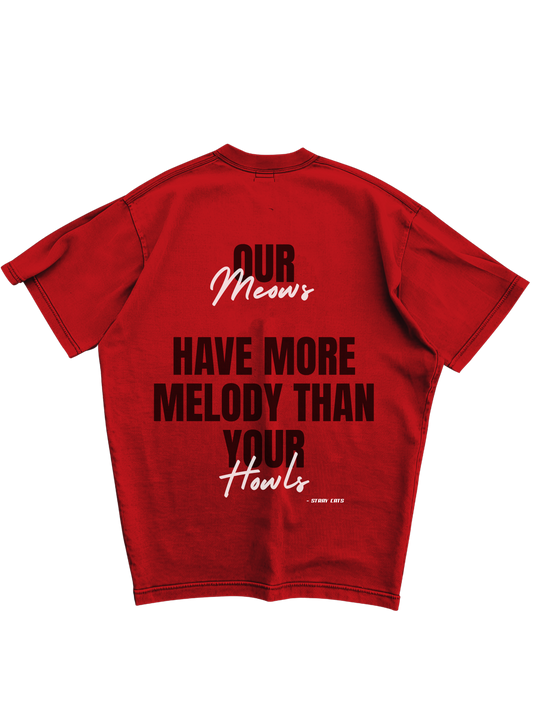 STRAY CATS BAND - RED OVERSIZE TEE