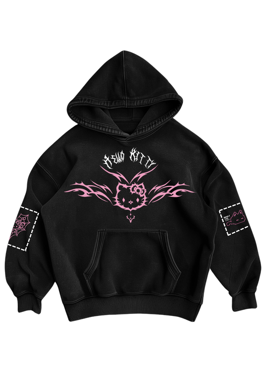 HELLO KITTY - BLACK OVERSIZED HOODIE