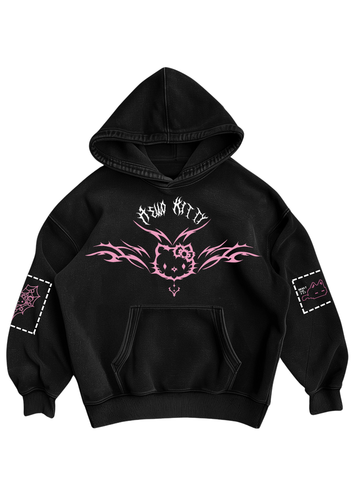 HELLO KITTY - BLACK OVERSIZED HOODIE