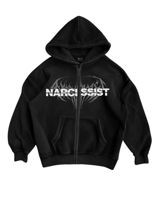 NARCISSIST - BLACK ZIP UP HOODIE