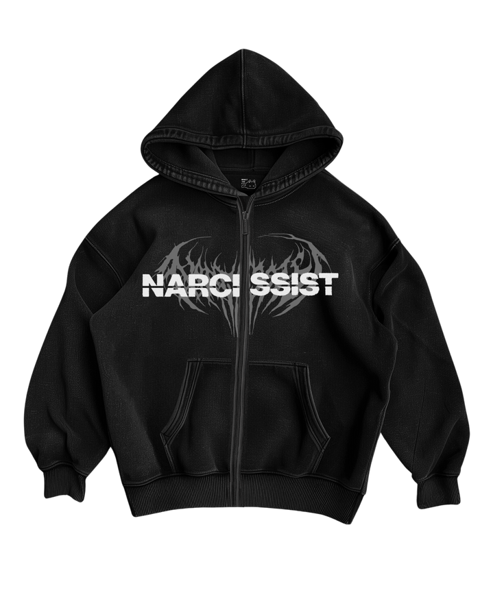 NARCISSIST - BLACK ZIP UP HOODIE