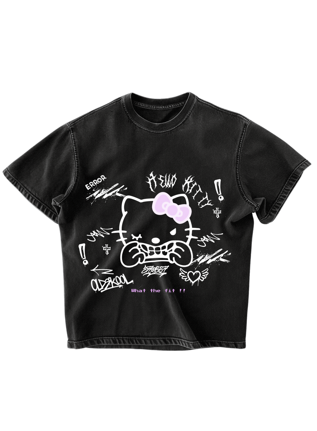 HELLO KITTY PUNK - BLACK OVERSIZE TEE