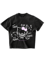HELLO KITTY PUNK - BLACK OVERSIZE TEE