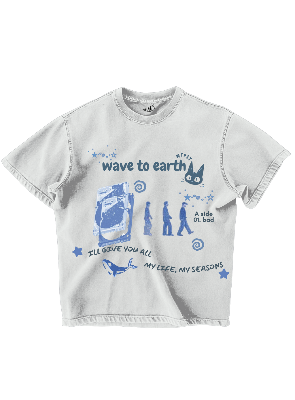 WAVE TO EARTH - WHITE OVERSIZE TEE