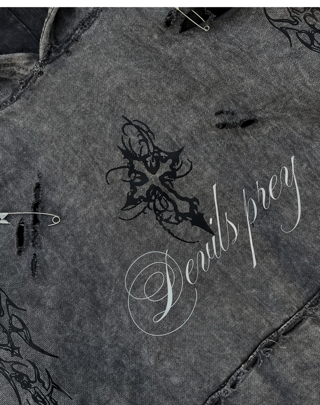 DEVIL'S PREY DISTRESSED - ACID WASH OVERSIZED HOODIE