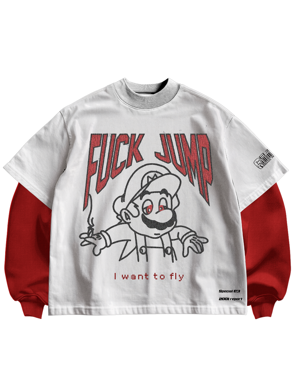 MARIO RETRO - WHITE/RED FULL SLEEVES TEE