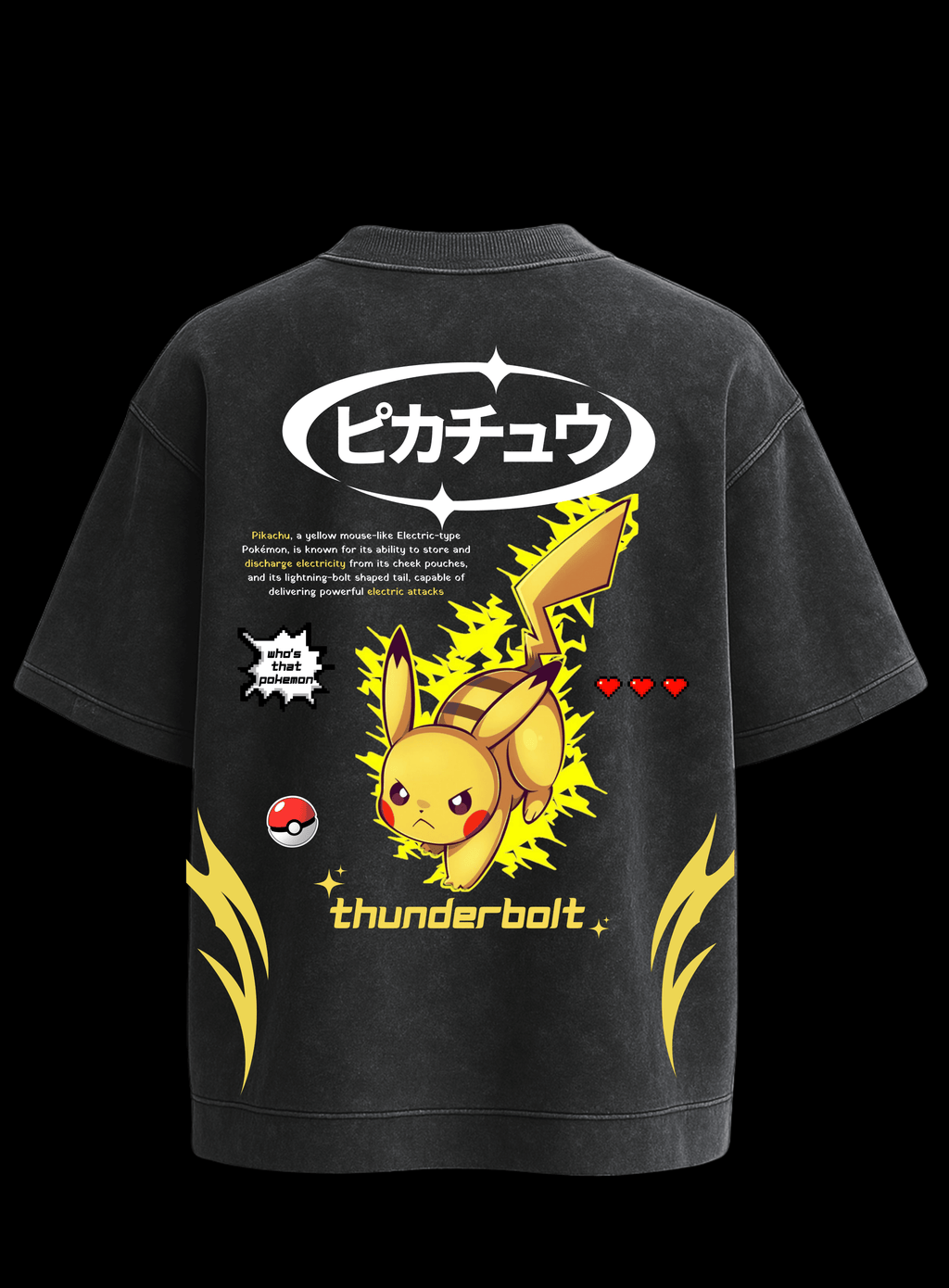 PIKACHU Y2K⚡- ACID WASH OVERSIZED TEE