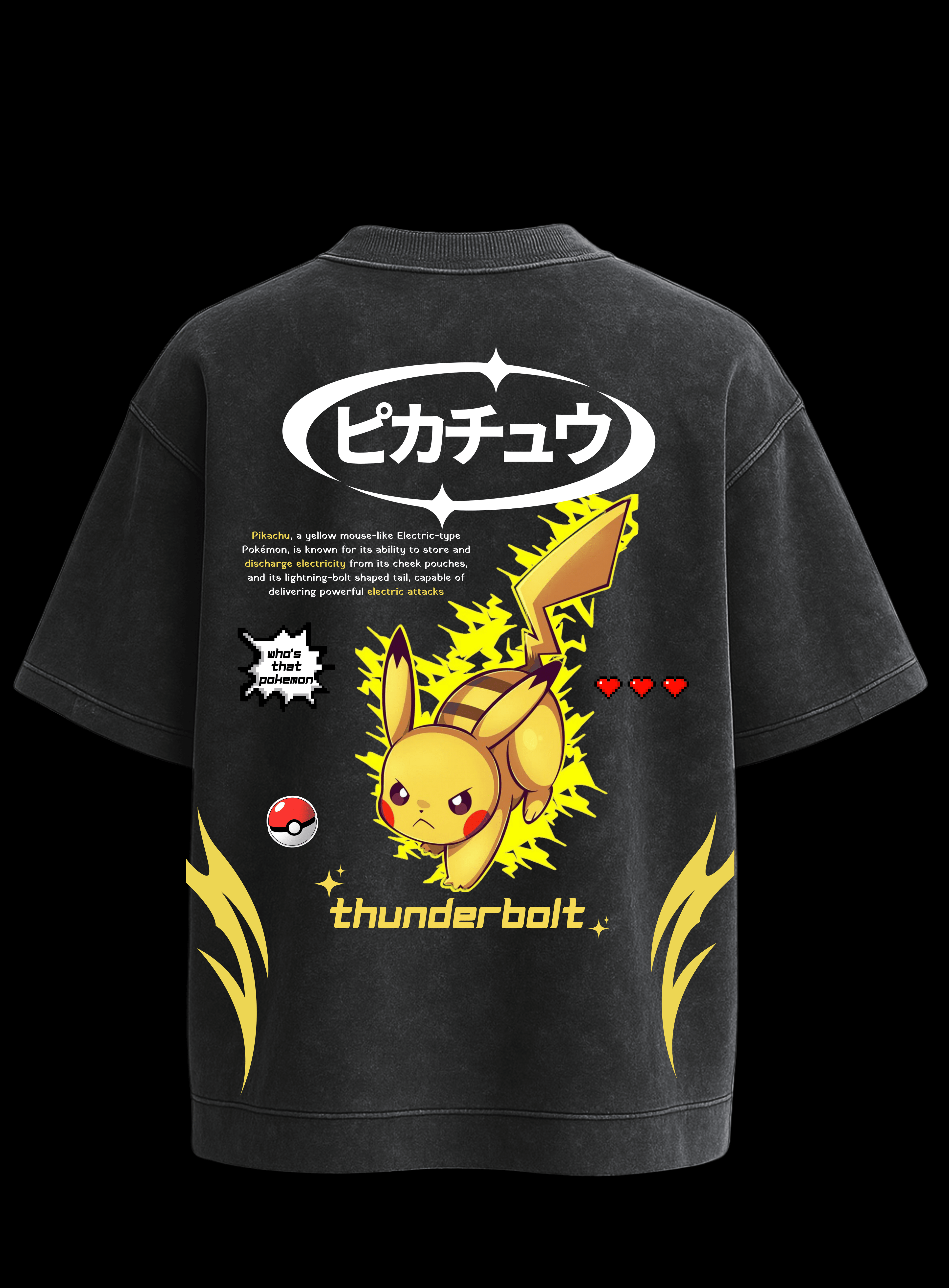 PIKACHU Y2K⚡- ACID WASH OVERSIZED TEE
