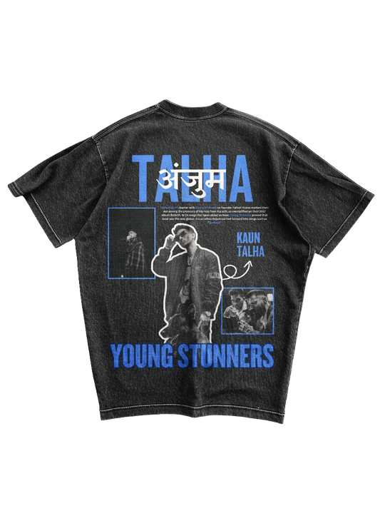 कौन TALHA - ACID WASH OVERSIZED TEE