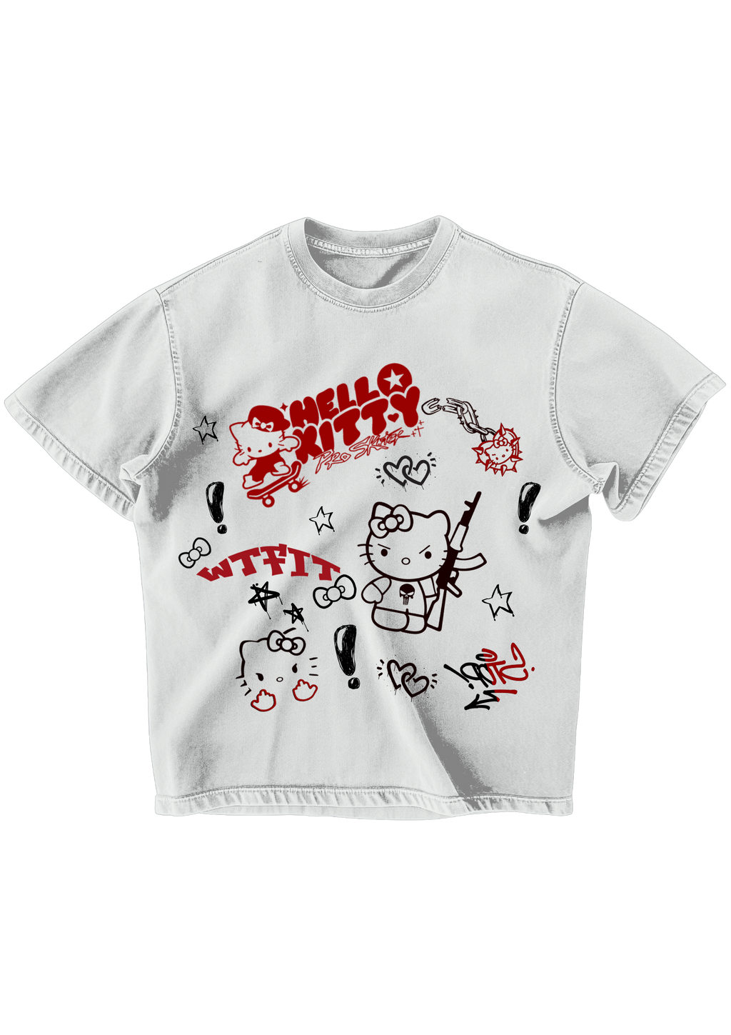 STREET KITTY- WHITE OVERSIZE TEE