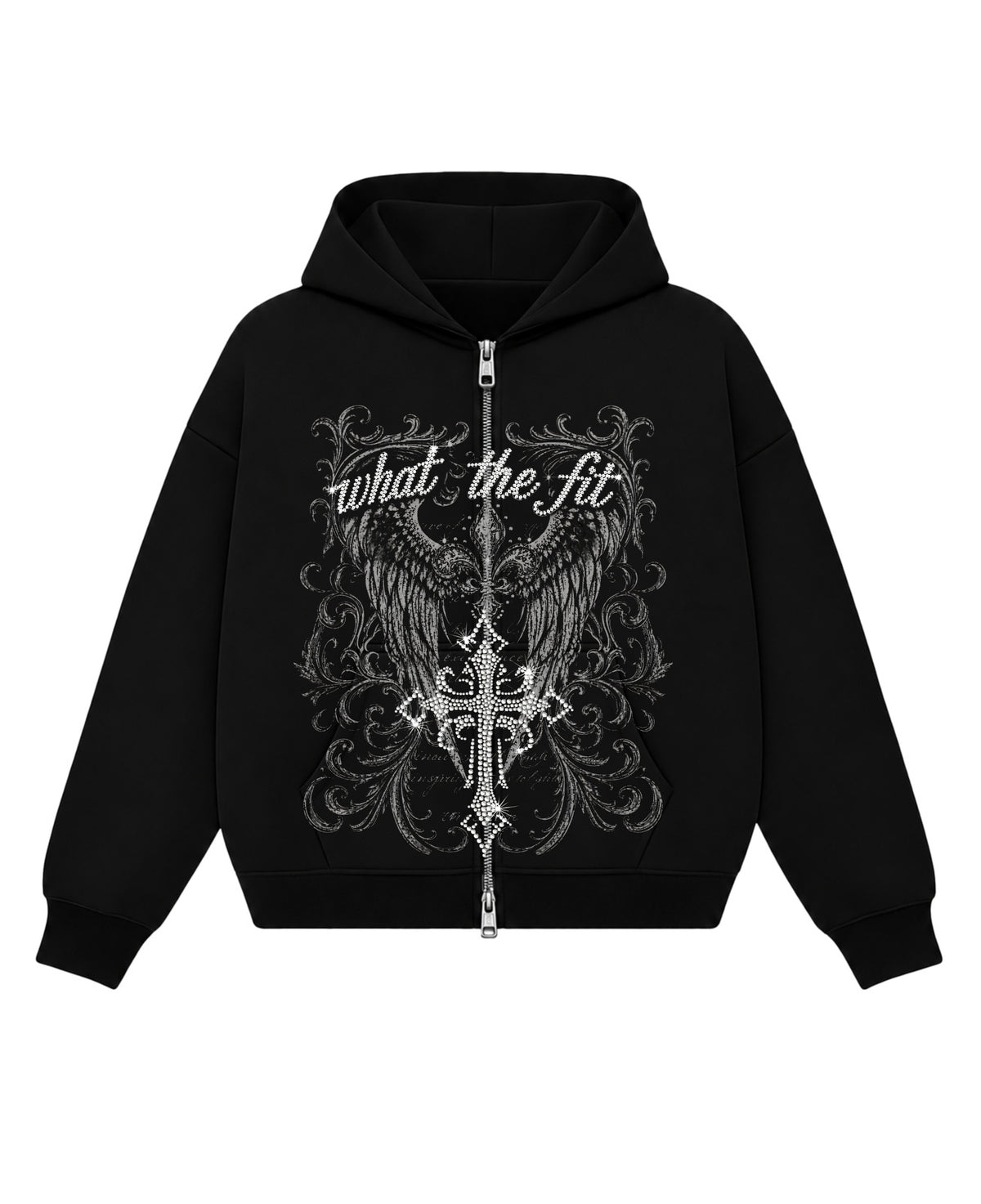 Black Boxy Dual Zipper Hoodie Front Design