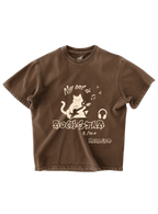 ROCKSTAR CAT - BROWN OVERSIZE TEE