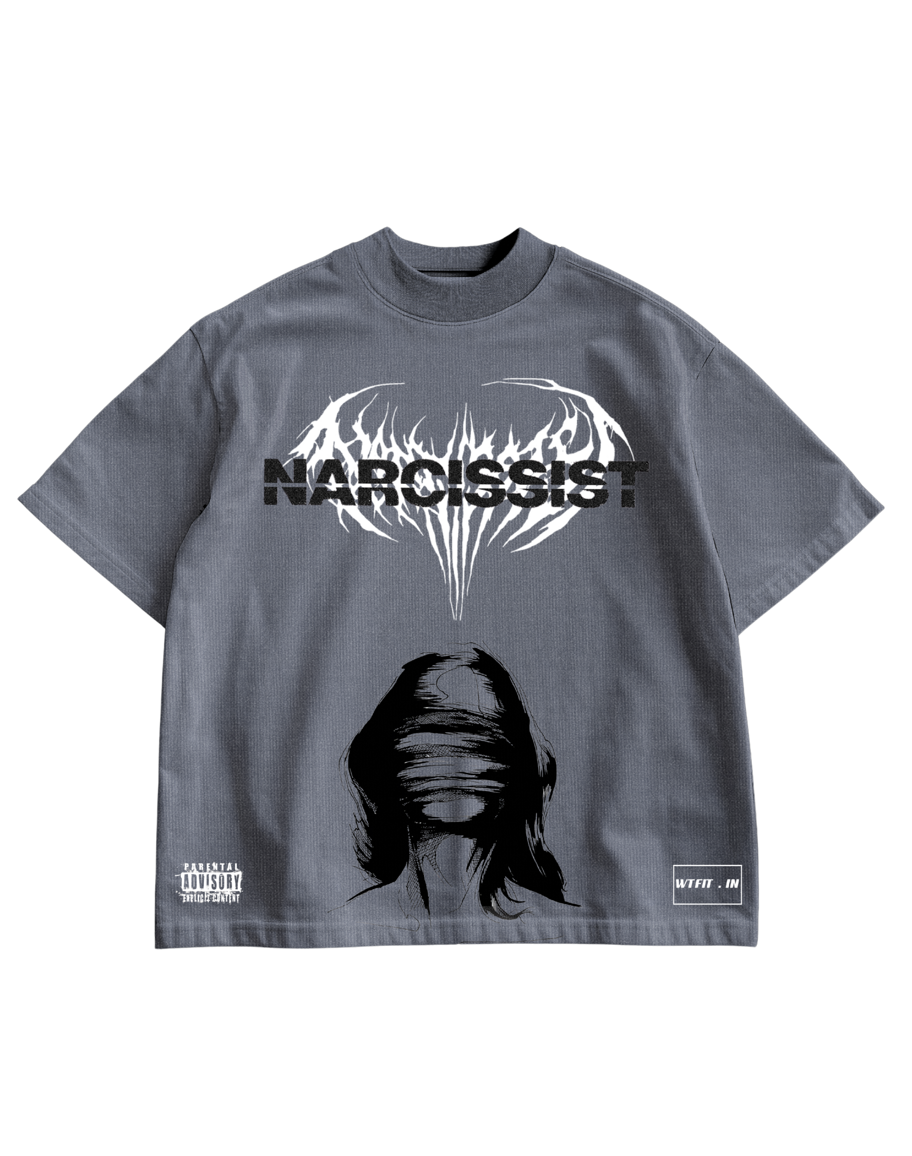NARCISSIST -  GREY OVERSIZE TEE