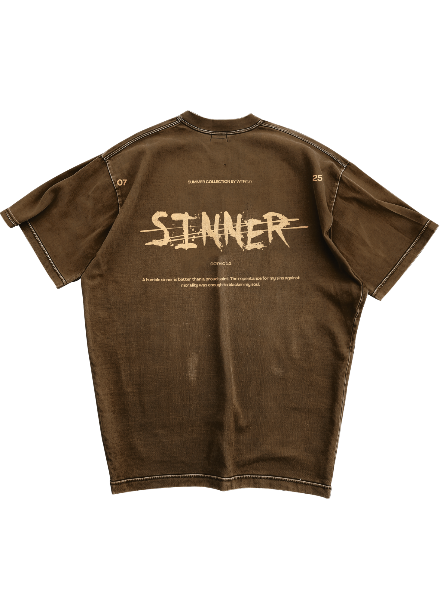 Trendy oversized brown T-shirt with bold graphic print – perfect streetwear for Gen Z in India, ideal for casual college and urban fashion looks