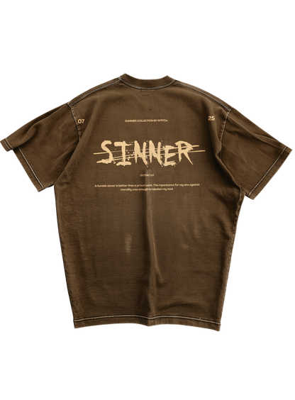 Trendy oversized brown T-shirt with bold graphic print – perfect streetwear for Gen Z in India, ideal for casual college and urban fashion looks