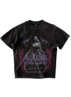 Trendy oversized black T-shirt with bold graphic print – perfect streetwear for Gen Z in India, ideal for casual college and urban fashion looks, aesthetic outfit, oversize tee