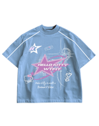 PIXEL KITTY- BLUE OVERSIZED TEE