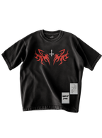 Trendy oversized black tee with bold graphic print – perfect streetwear for Gen Z in India, ideal for casual college and urban fashion looks