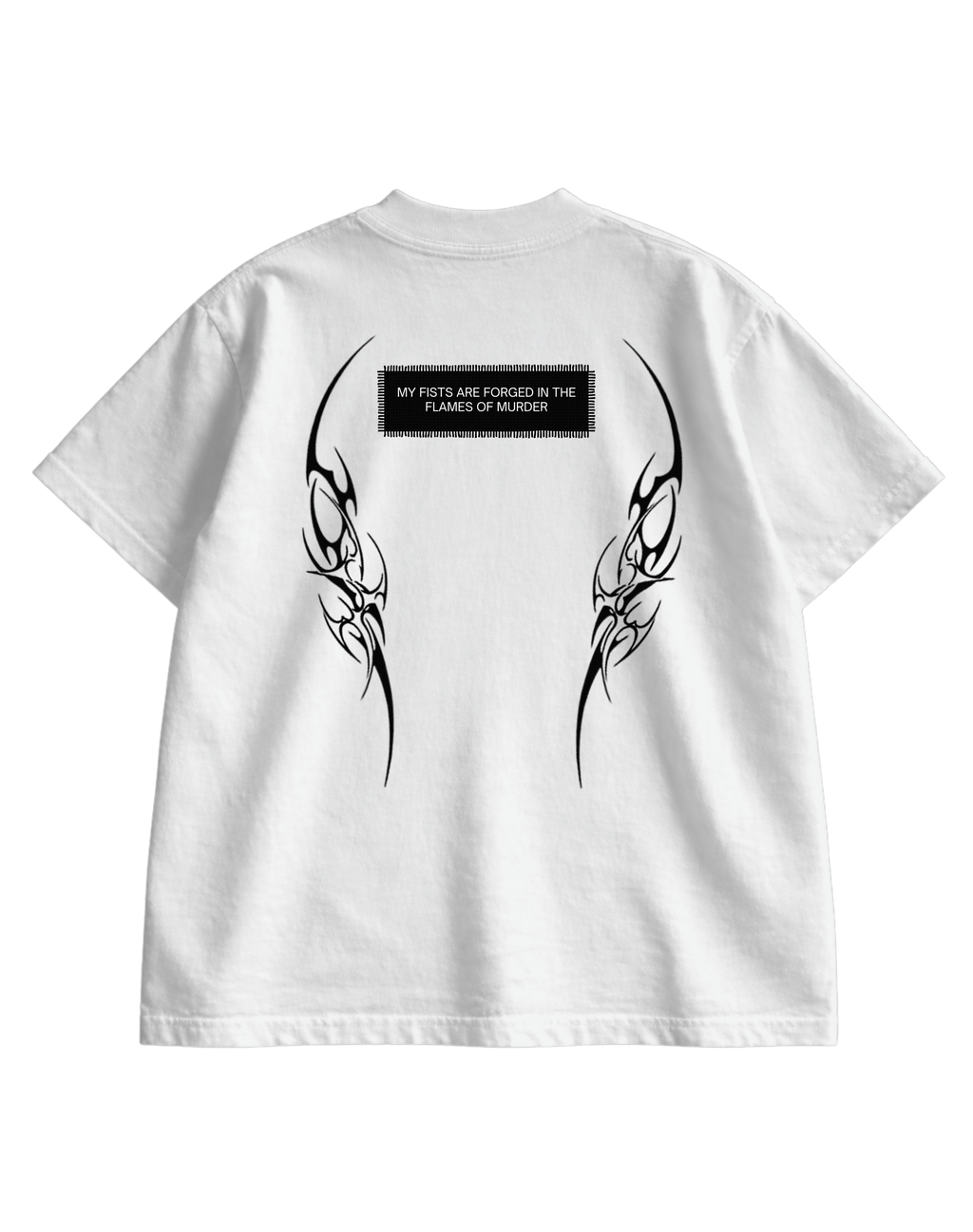 STREET FIGHTER - WHITE OVERSIZED TEE WITH PATCHWORK