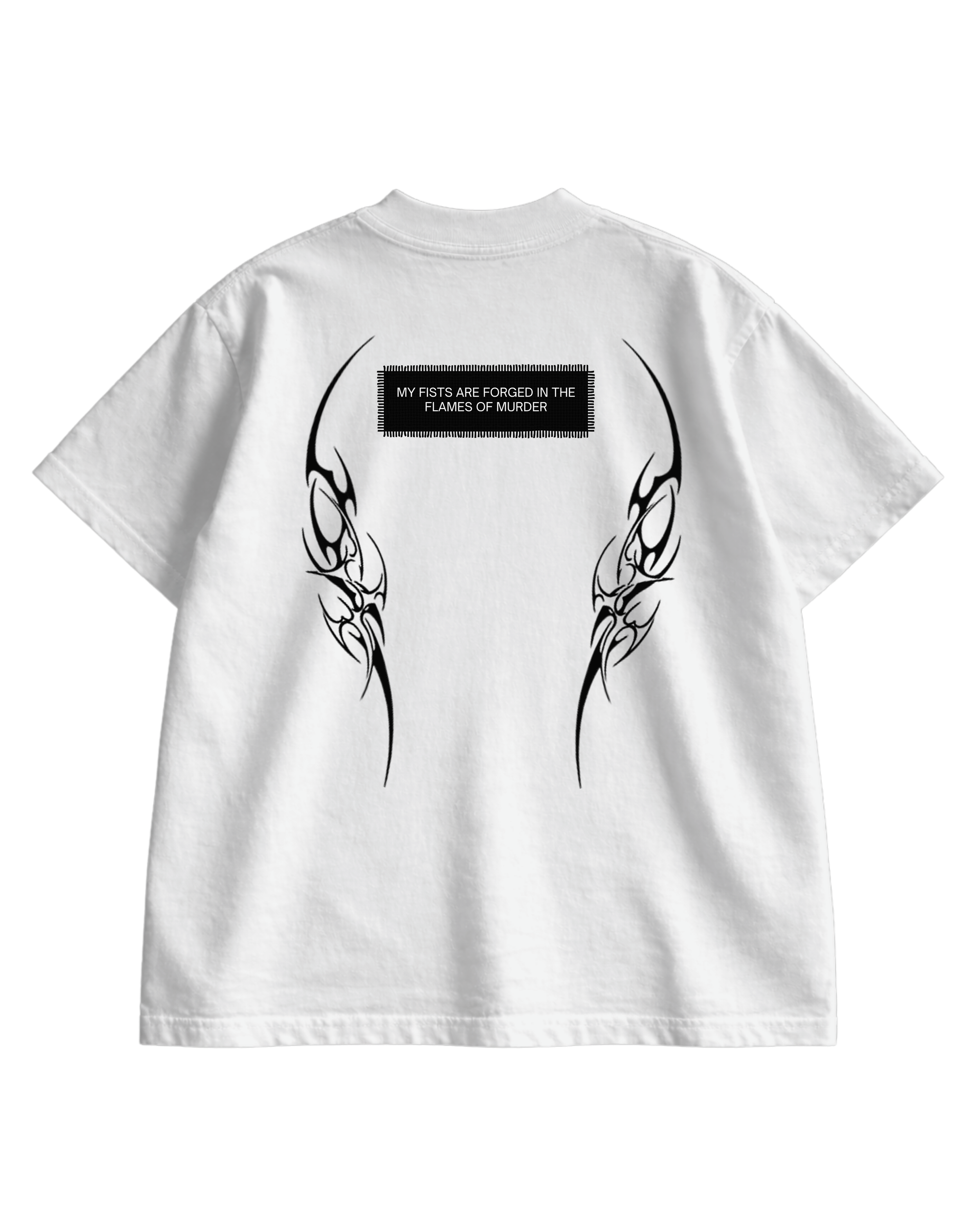 STREET FIGHTER - WHITE OVERSIZED TEE WITH PATCHWORK