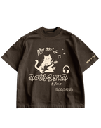 ROCKSTAR CAT - BROWN OVERSIZE TEE