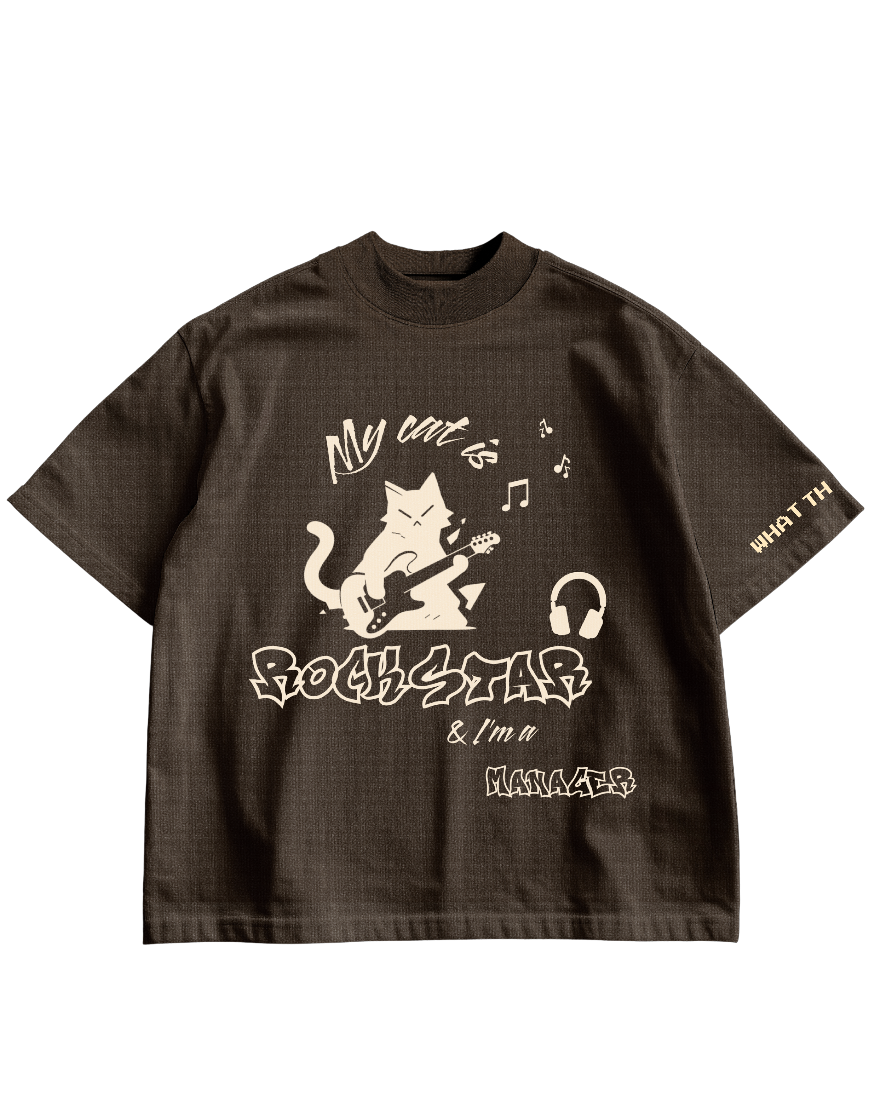 ROCKSTAR CAT - BROWN OVERSIZE TEE