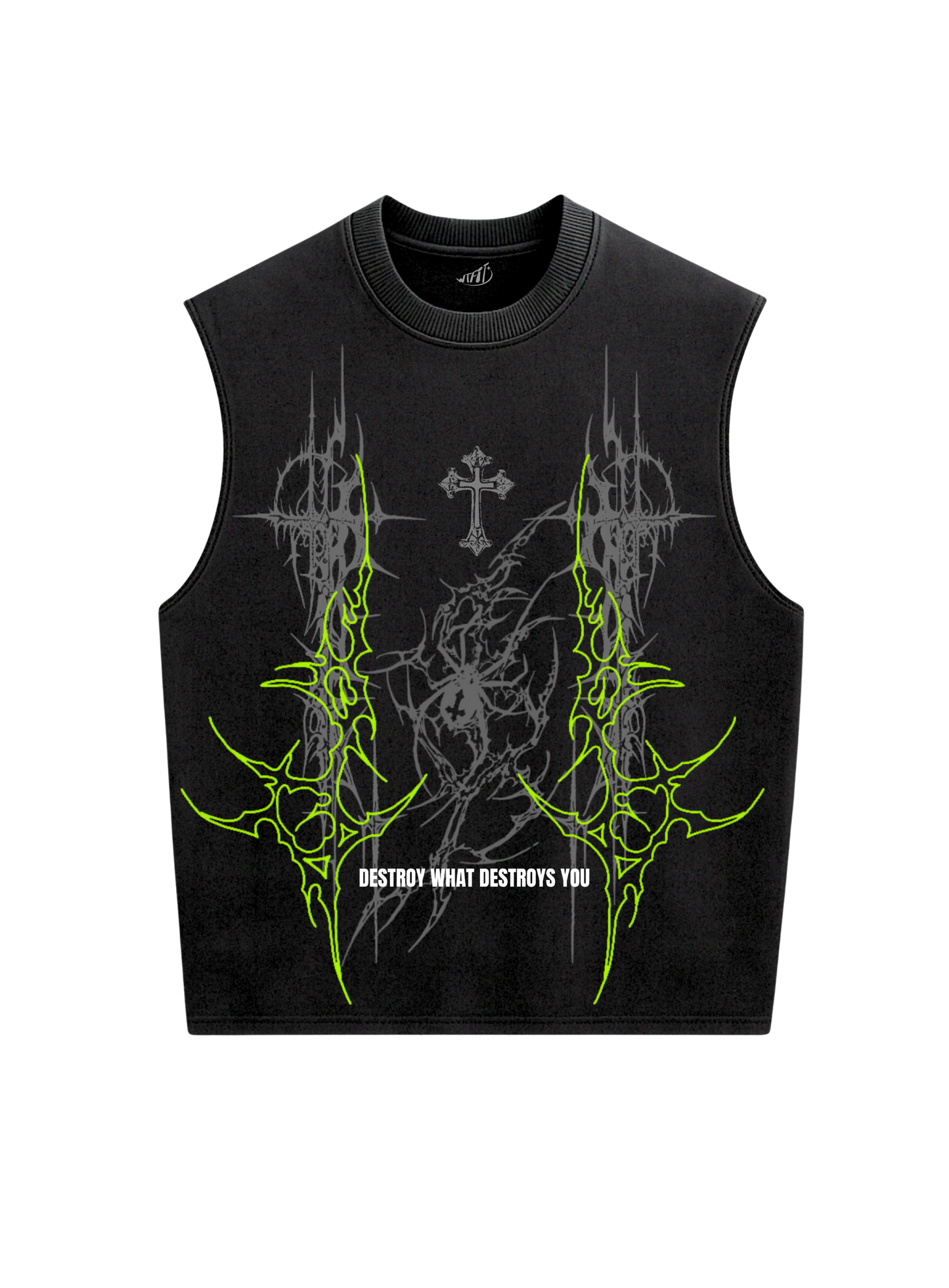 Trendy oversized black vest with bold graphic print – perfect streetwear for Gen Z in India, ideal for casual college and urban fashion looks. Unisex vest 