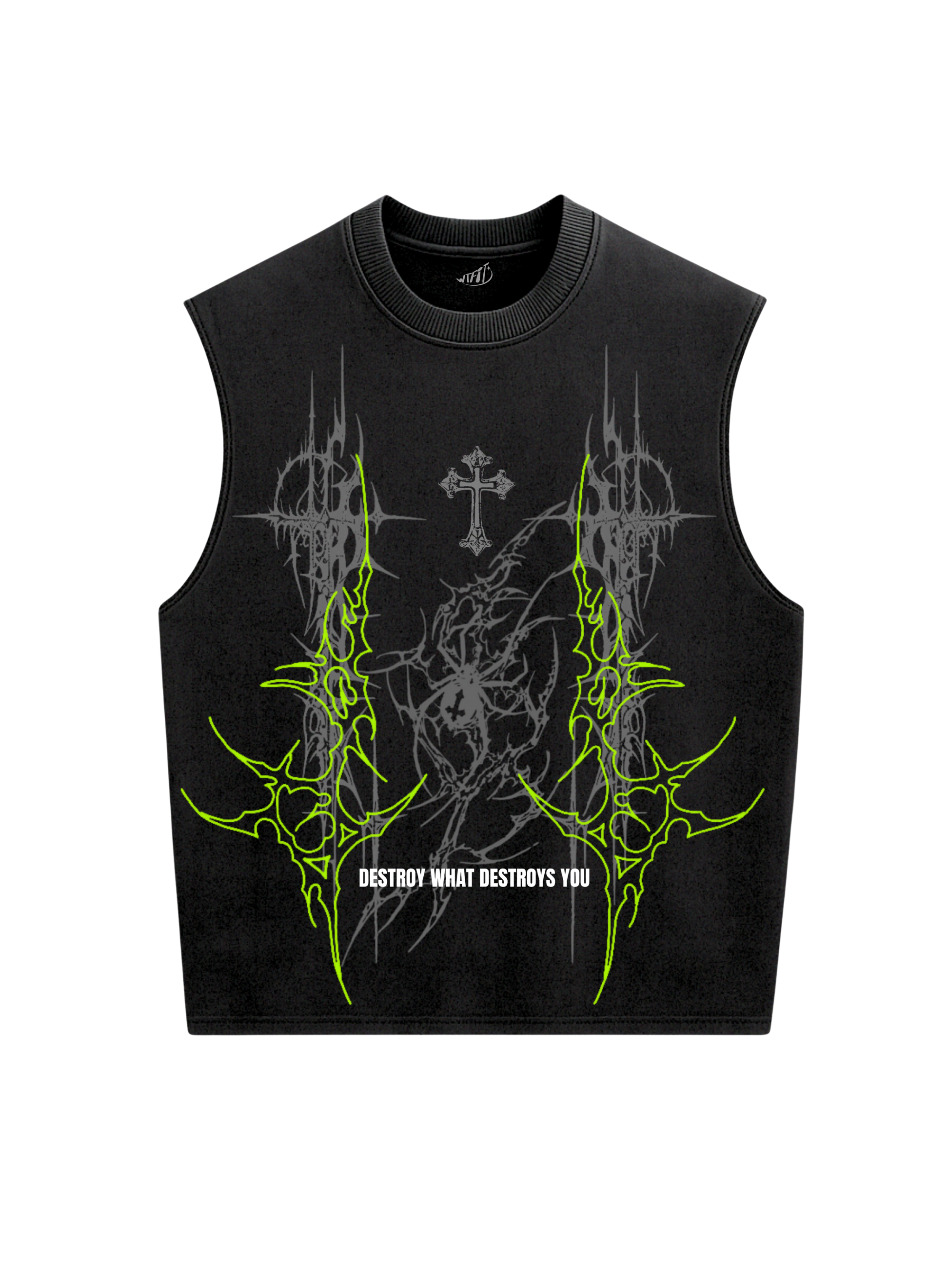 Trendy oversized black vest with bold graphic print – perfect streetwear for Gen Z in India, ideal for casual college and urban fashion looks. Unisex vest 