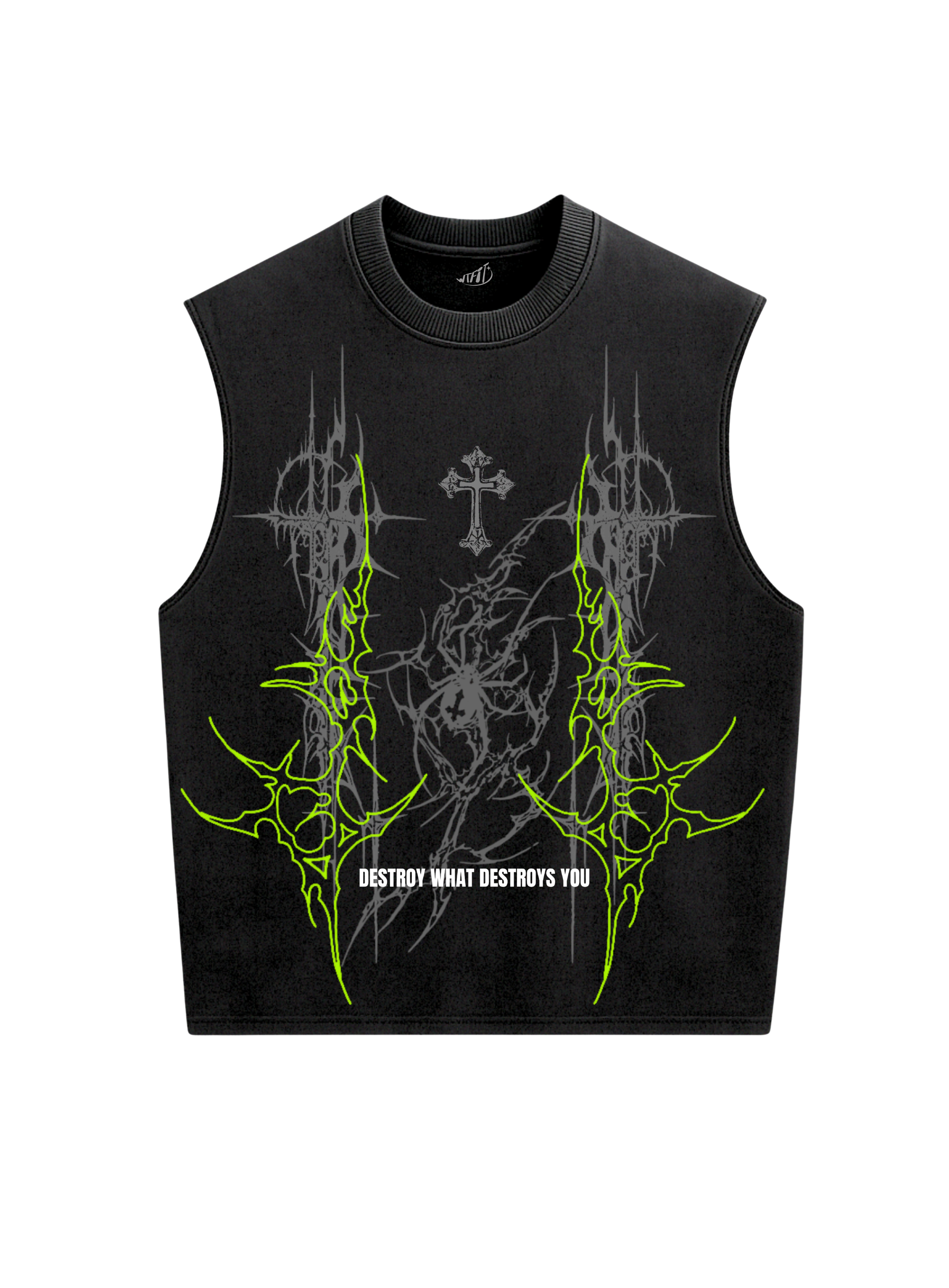 Trendy oversized black vest with bold graphic print – perfect streetwear for Gen Z in India, ideal for casual college and urban fashion looks. Unisex vest 