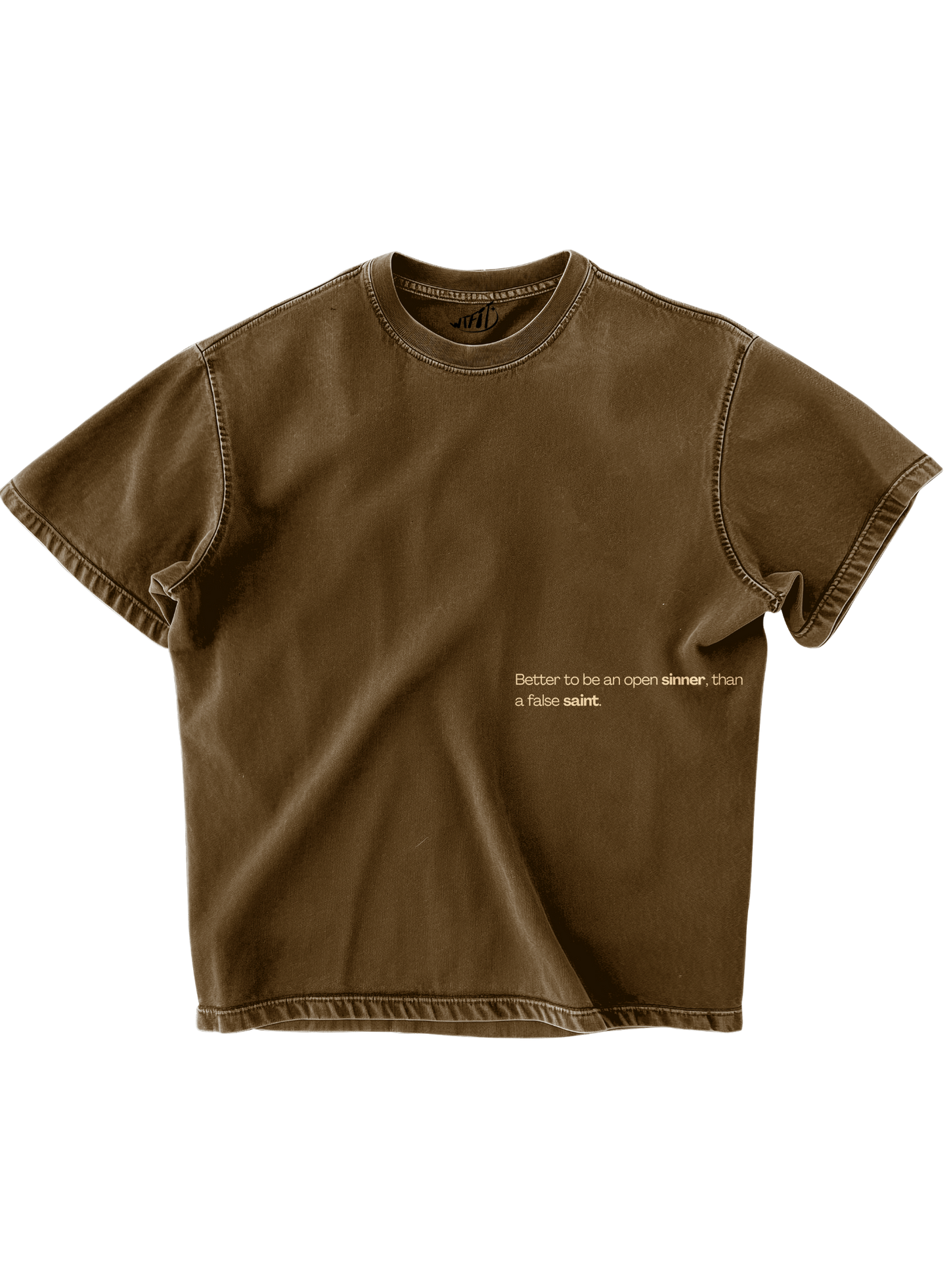 Trendy oversized brown T-shirt with bold graphic print – perfect streetwear for Gen Z in India, ideal for casual college and urban fashion looks