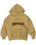 POMPOMPURIN - BEIGE OVERSIZED ZIP-UP HOODIE