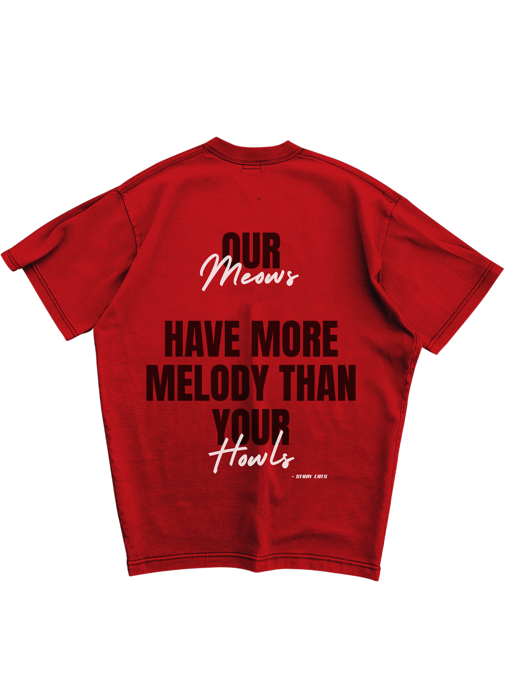 STRAY CATS BAND - RED OVERSIZE TEE