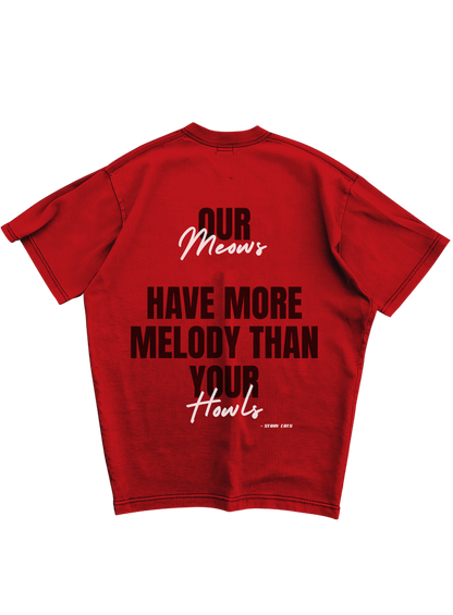STRAY CATS BAND - RED OVERSIZE TEE