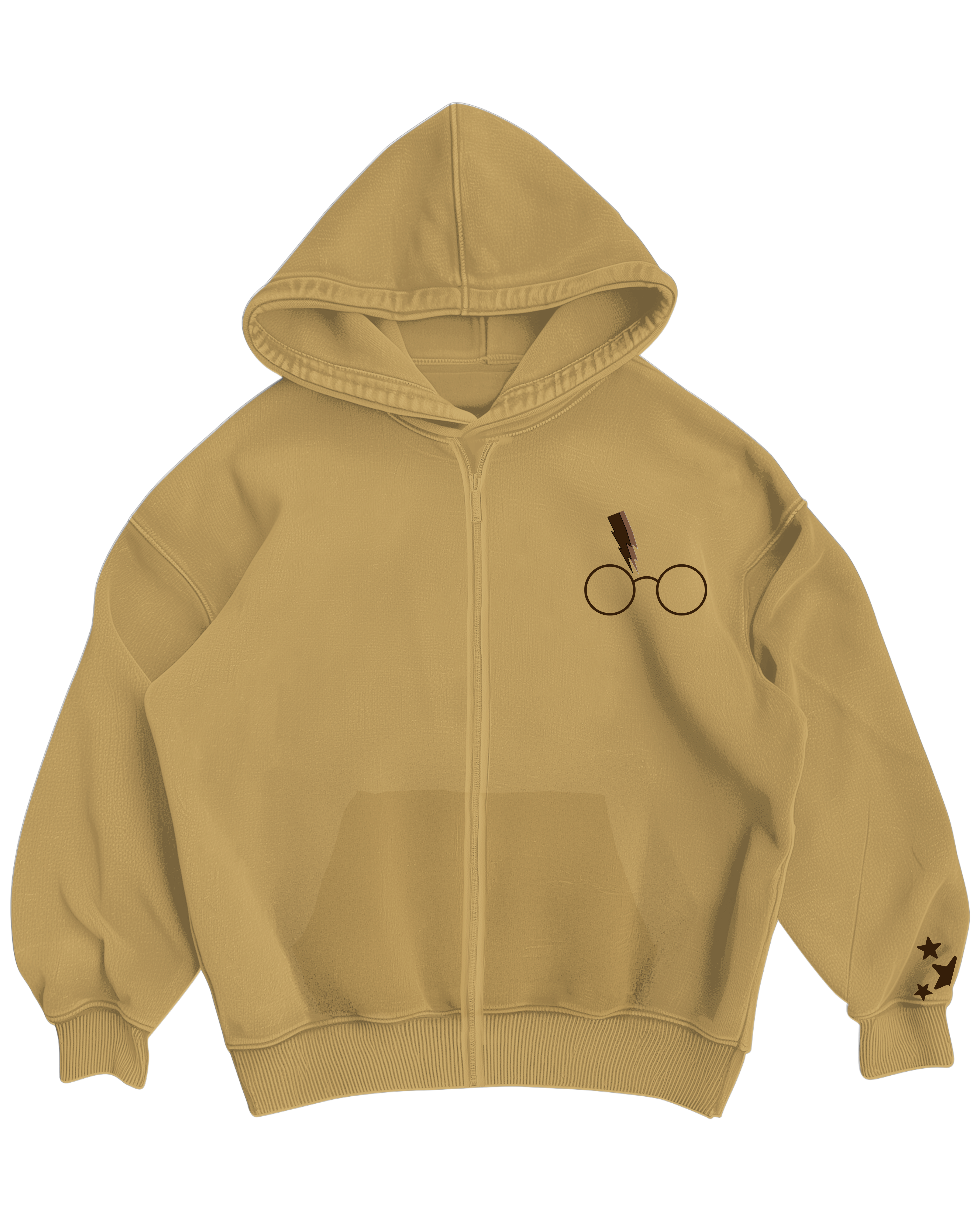 THE CURSED CHILD - BEIGE OVERSIZED ZIP-UP HOODIE