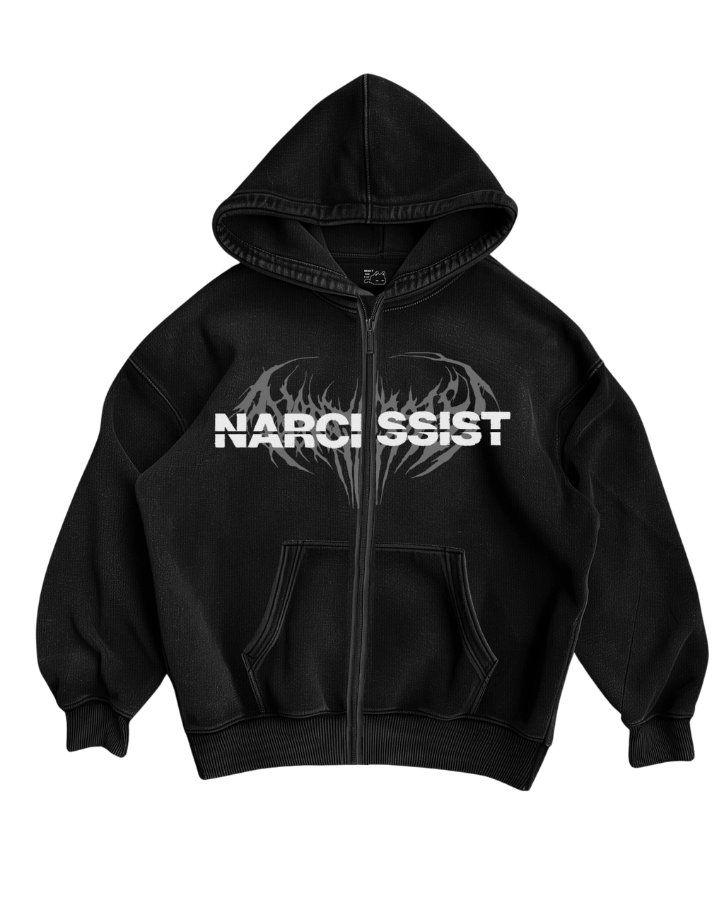 NARCISSIST - BLACK ZIP-UP HOODIE