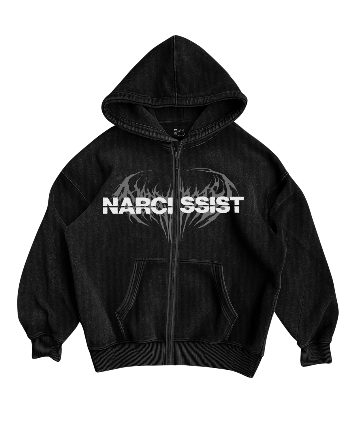 NARCISSIST - BLACK ZIP-UP HOODIE