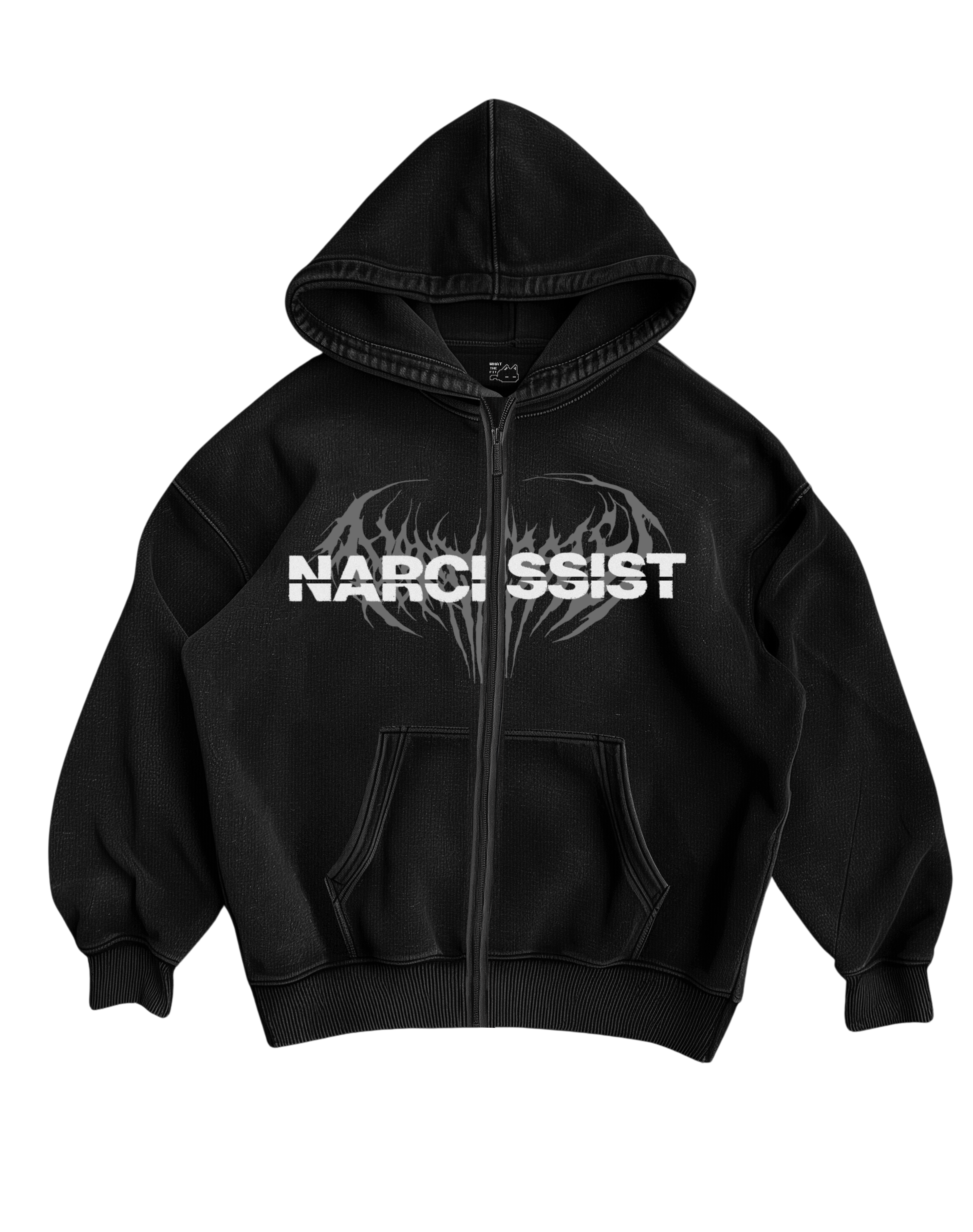 NARCISSIST - BLACK ZIP-UP HOODIE