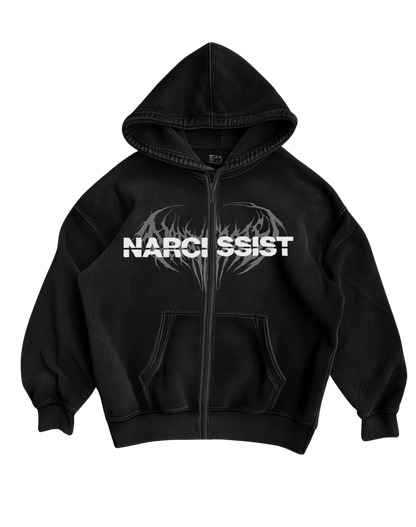 NARCISSIST - BLACK ZIP UP HOODIE