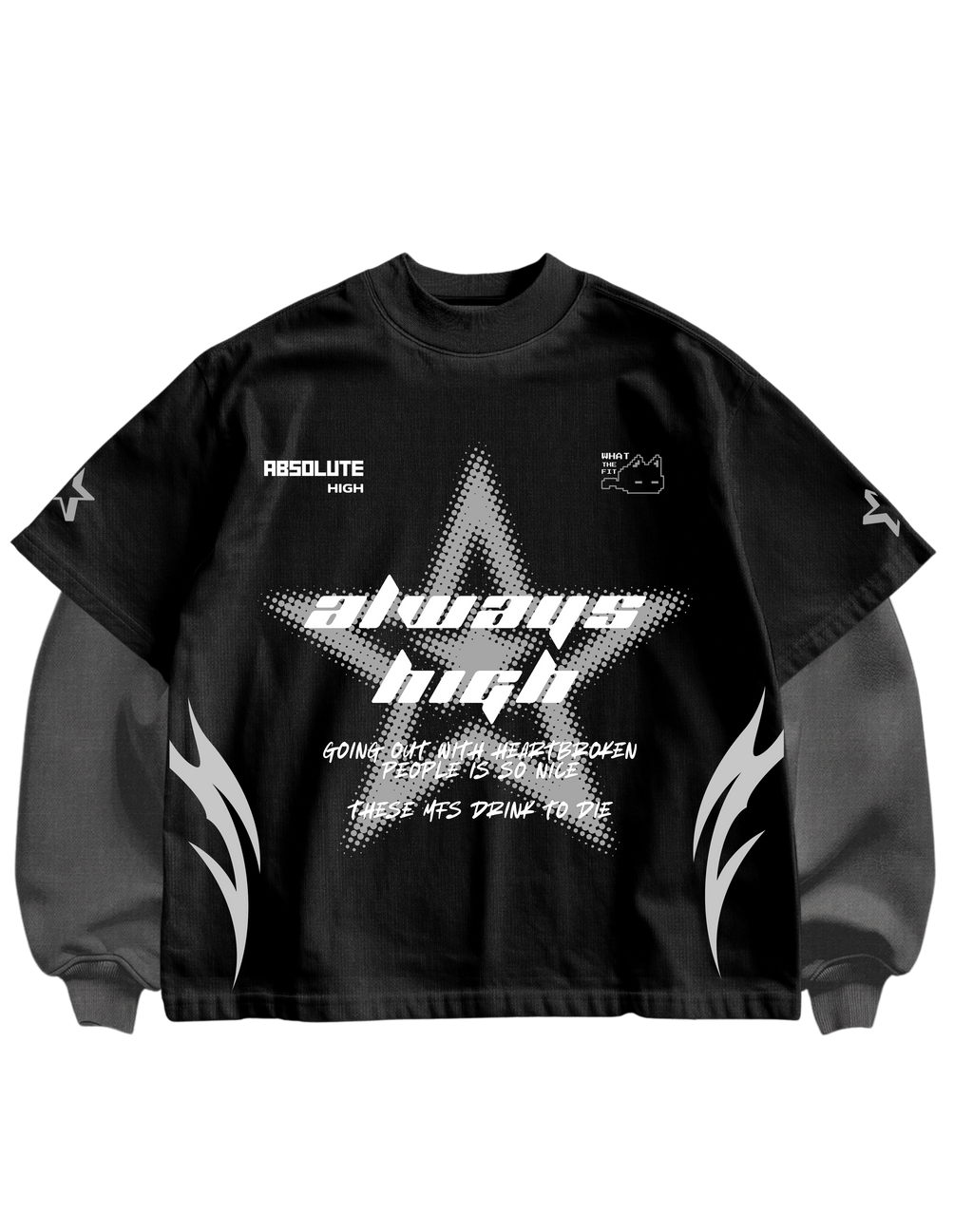 ALWAYS HIGH - BLACK/GREY FULL SLEEVES TEE