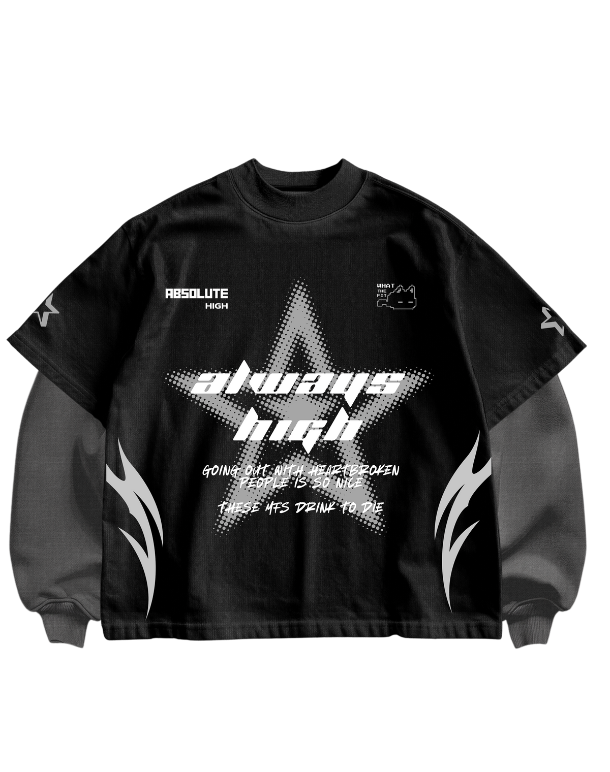 ALWAYS HIGH - BLACK/GREY FULL SLEEVES TEE