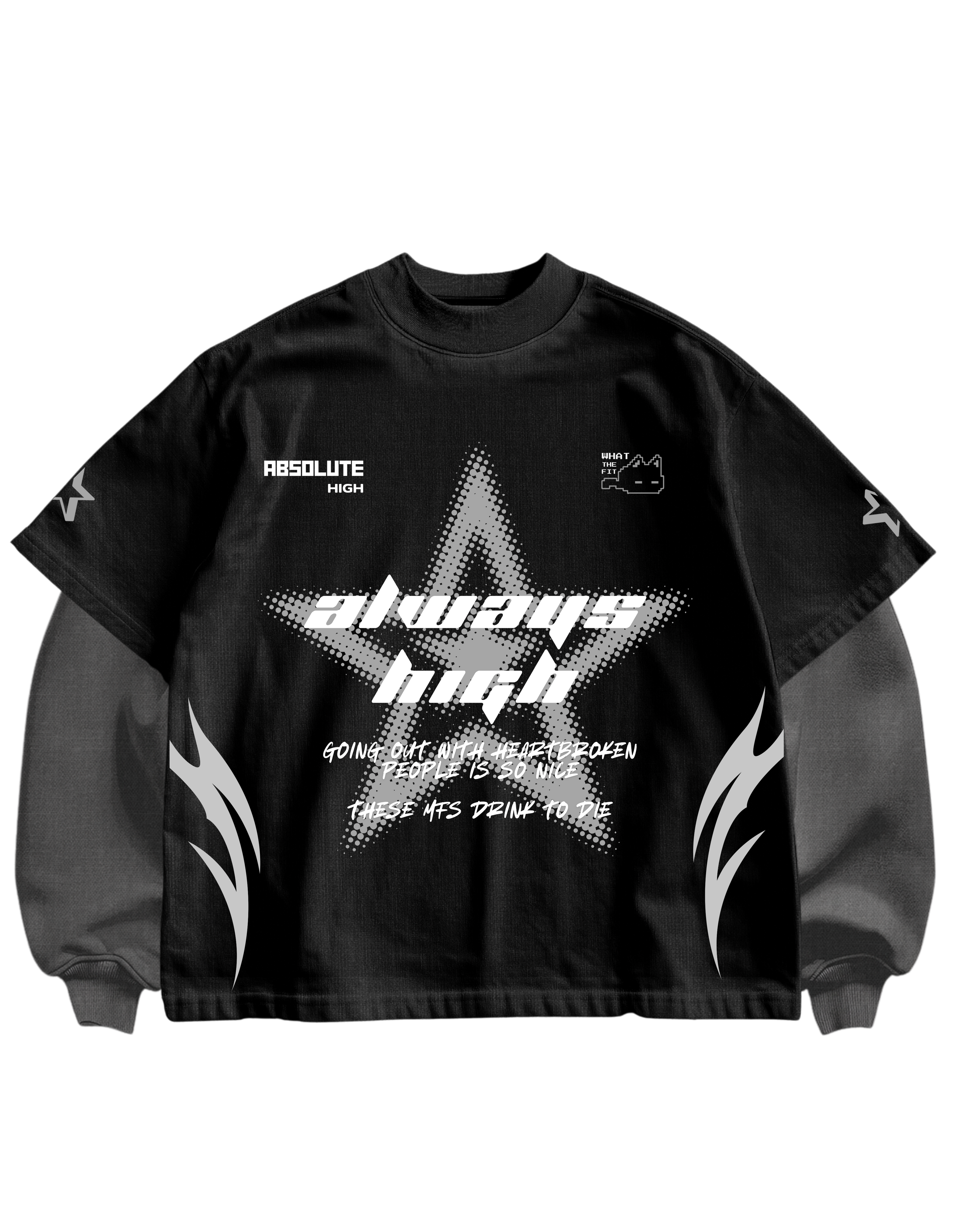 ALWAYS HIGH - BLACK/GREY FULL SLEEVES TEE