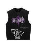 Trendy oversized black vest with bold graphic print – perfect streetwear for Gen Z in India, ideal for casual college and urban fashion looks. Unisex vest 