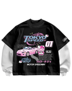 HELLO KITTY DRIFT- BLACK/WHITE FULL SLEEVES TEE