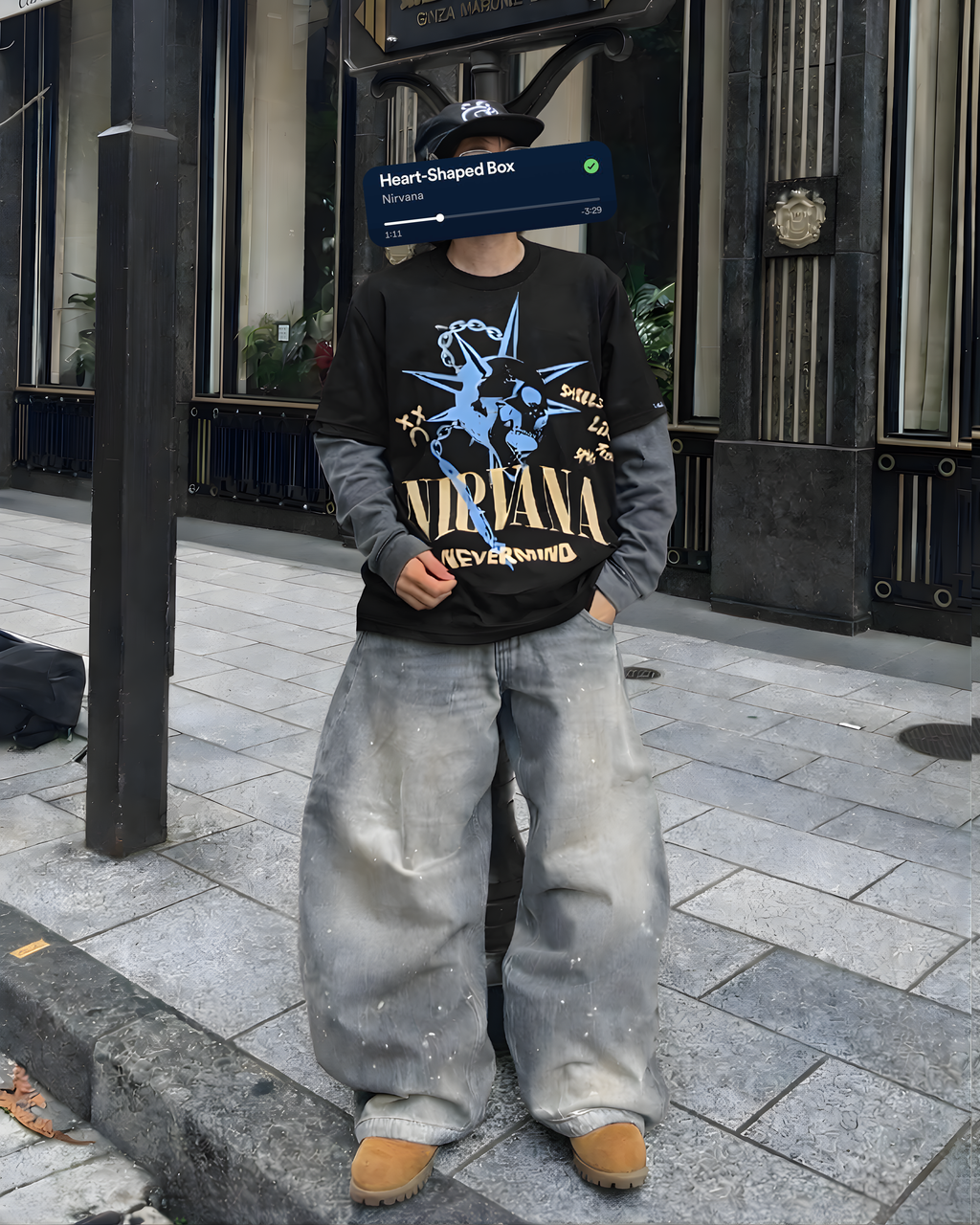 NIRVANA - BLACK/GREY FULL SLEEVES TEE