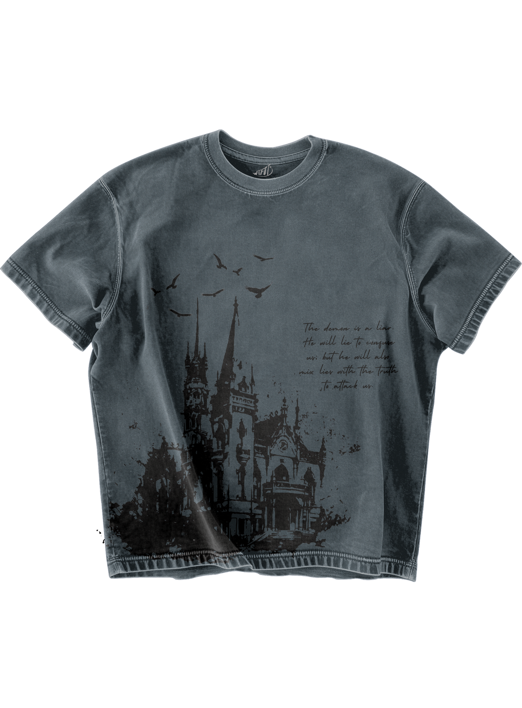 Trendy oversized grey T-shirt with bold graphic print – perfect streetwear for Gen Z in India, ideal for casual college and urban fashion looks