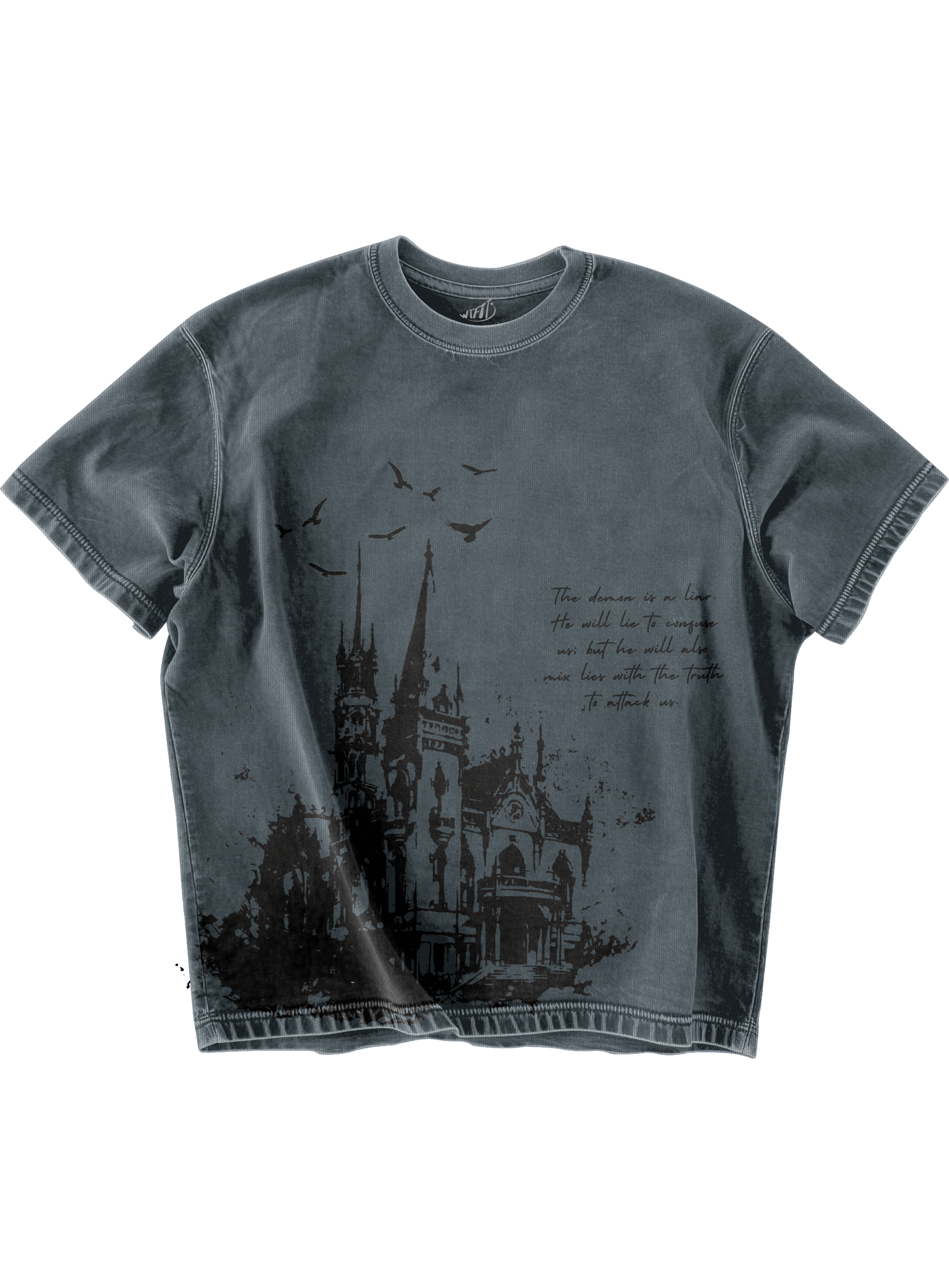 Trendy oversized grey T-shirt with bold graphic print – perfect streetwear for Gen Z in India, ideal for casual college and urban fashion looks